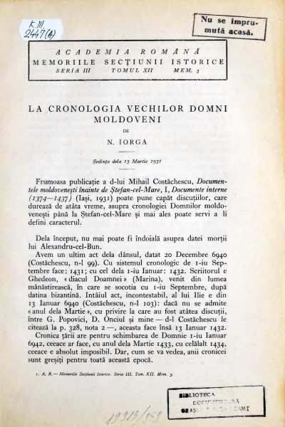 BJN_ La cronologia vechilor domni moldoveni